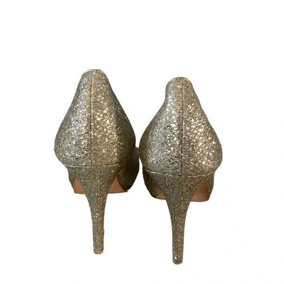 Badgley Mischka Leather Gold Pumps size 10M - Picture 7 of 11
